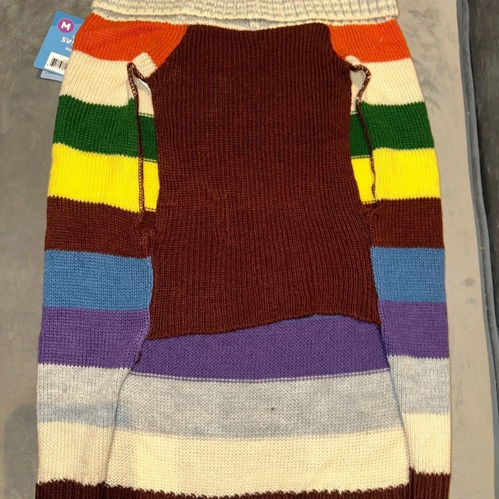 NEW VibrantLife Dog / Pet Multicolor Striped Knit Sweater Skirt